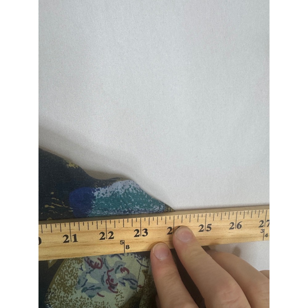 Vinatge 90s Rivage Mens 2XL Abstract Art Button Down Shirt Rayon Teal Gold - Picture 7 of 11